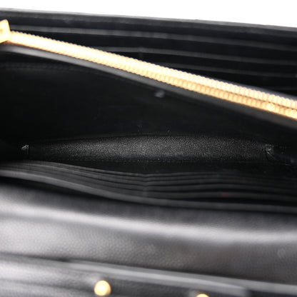 Saint Laurent Grain De Poudre Matelasse Chevron Monogram Chain Wallet Black 6 of 13