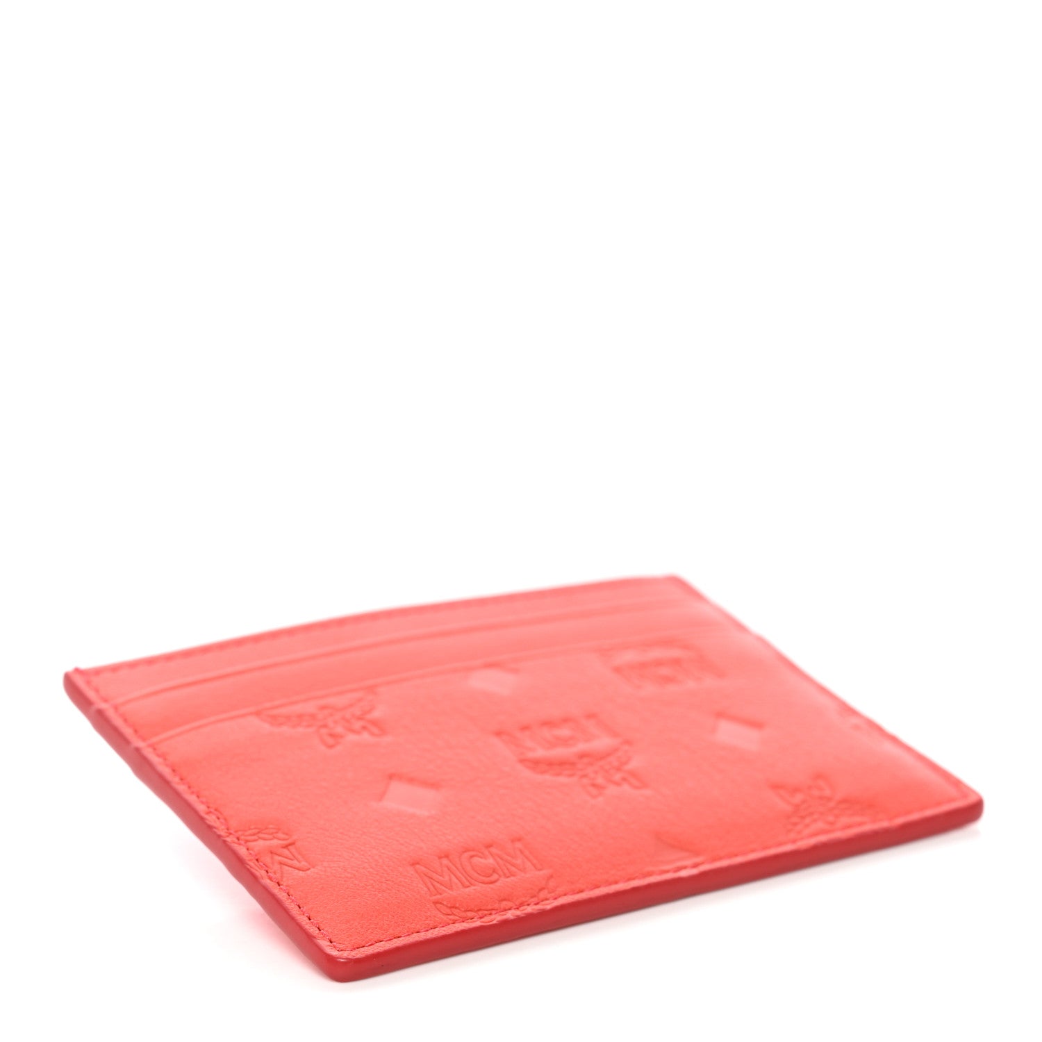 MCM Calfskin Ottomar Monogram Card Case Hot Coral 4 of 7