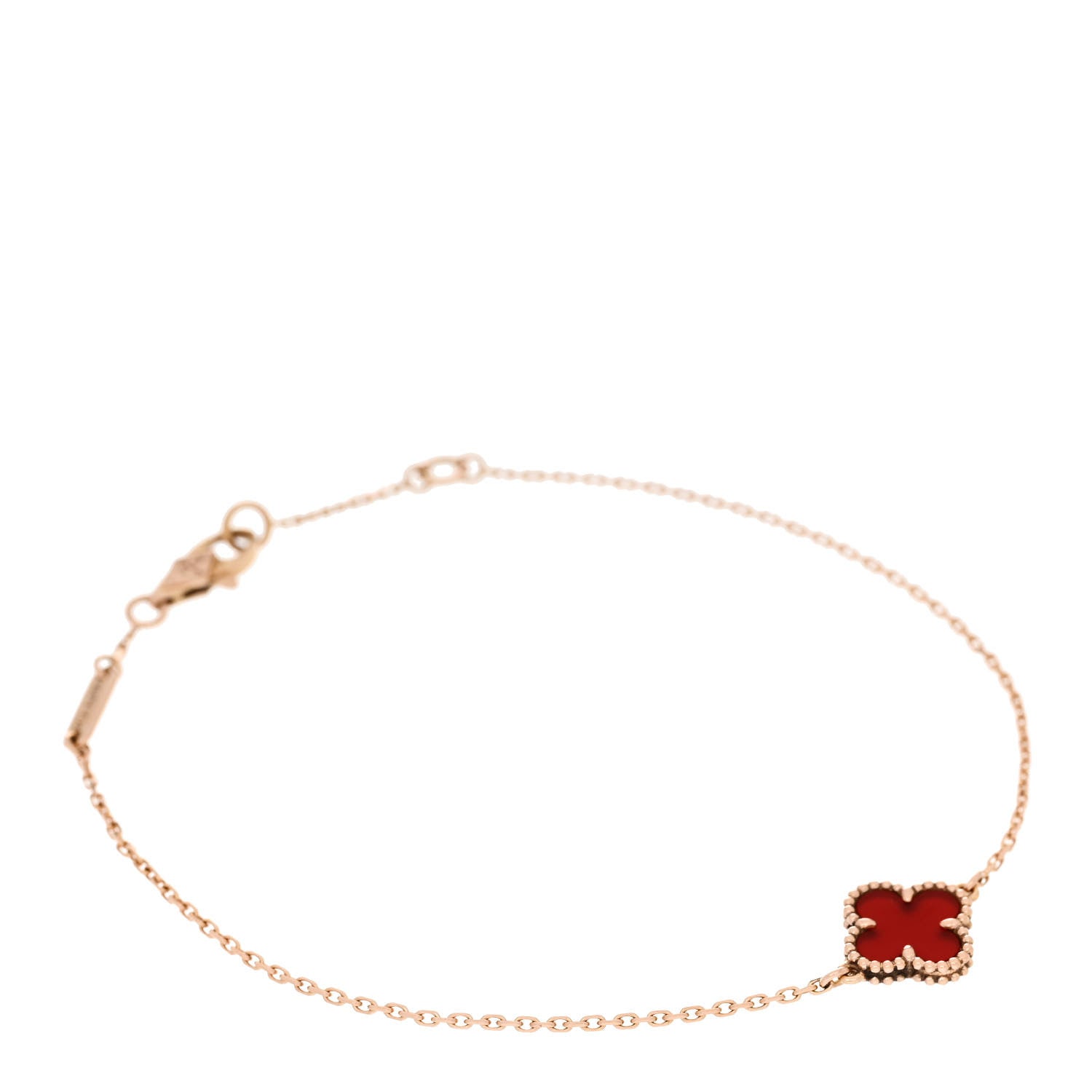 Van Cleef & Arpels 18K Rose Gold Carnelian Sweet Alhambra Bracelet 1 of 5