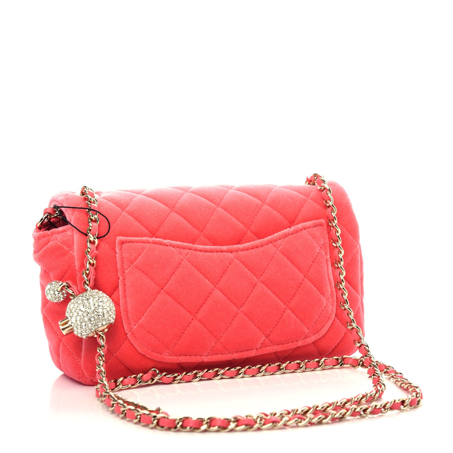 Chanel Velvet Quilted Mini Rectangular Pearl Crush Flap Coral 3 of 10