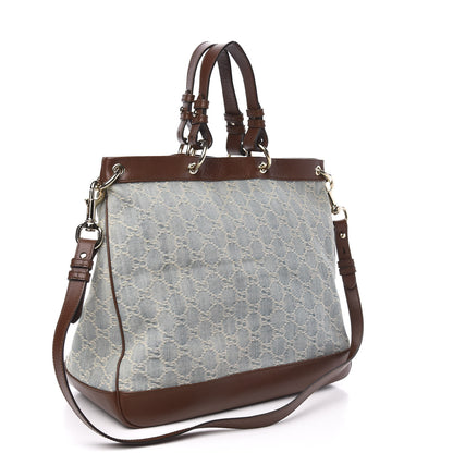 Gucci Denim Monogram Medium Valentine Top Handle Bag 4 of 14