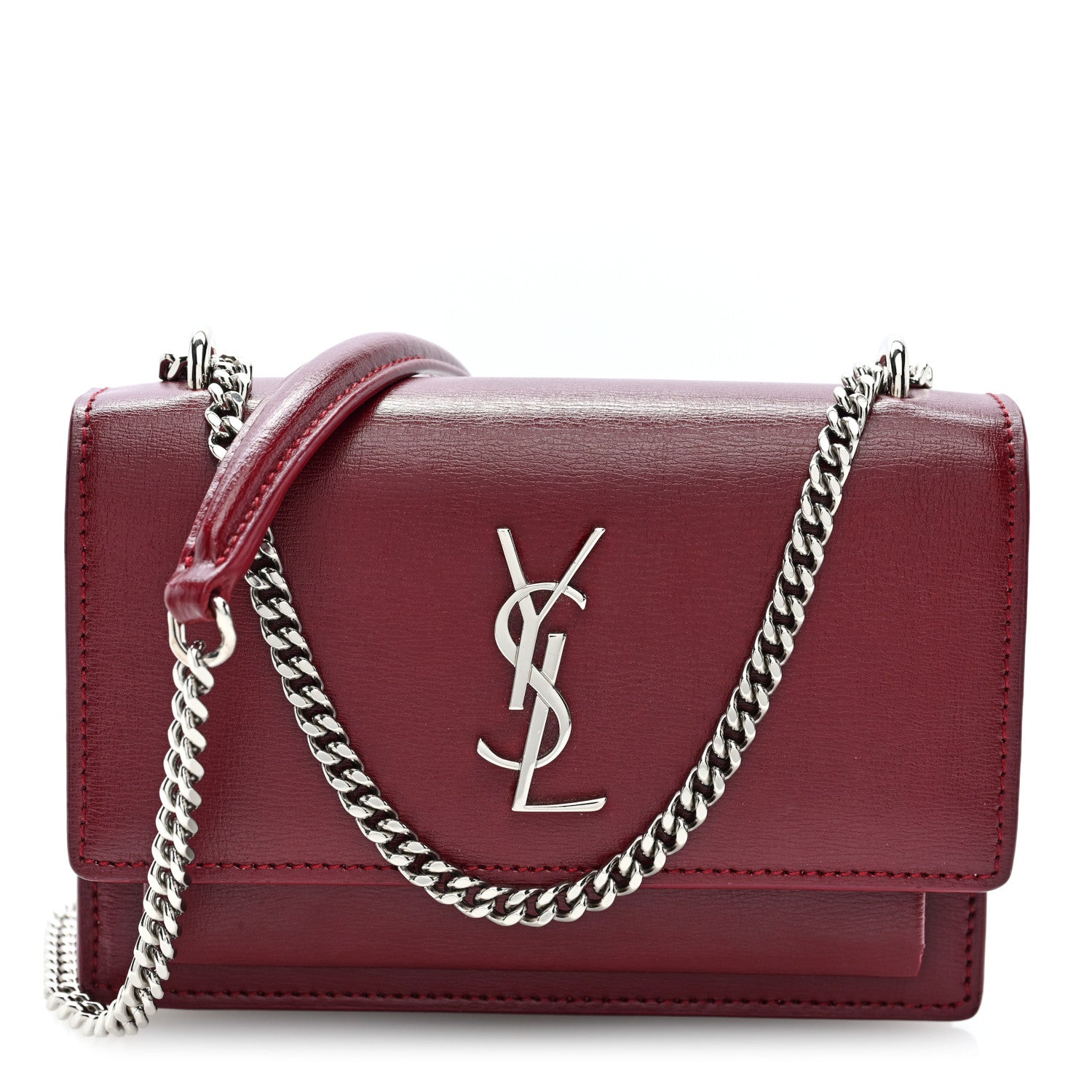 Saint Laurent Calfskin Monogram Sunset Chain Wallet Palissandre 1 of 9