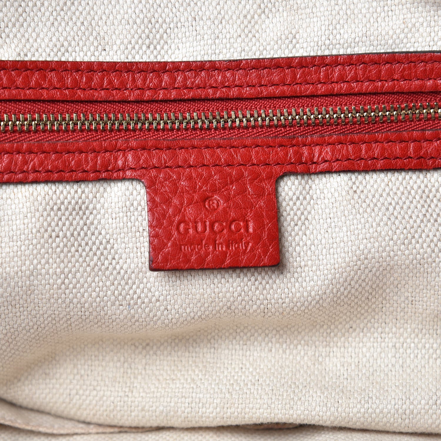Gucci Pebbled Calfskin Medium Soho Shoulder Bag Red 6 of 19
