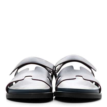 Hermes Calfskin Mens Chypre Sandals 43.5 Bleu Celeste Bordeaux 2 of 8