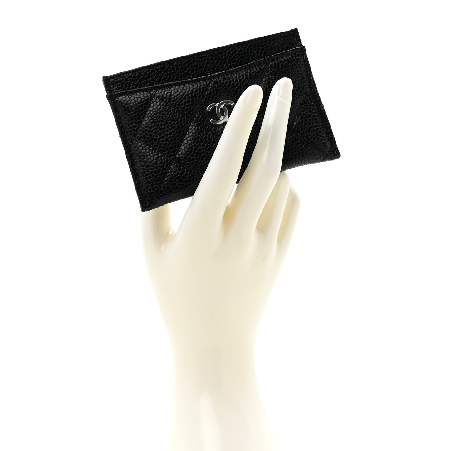 Caviar Quilted Card Holder Black