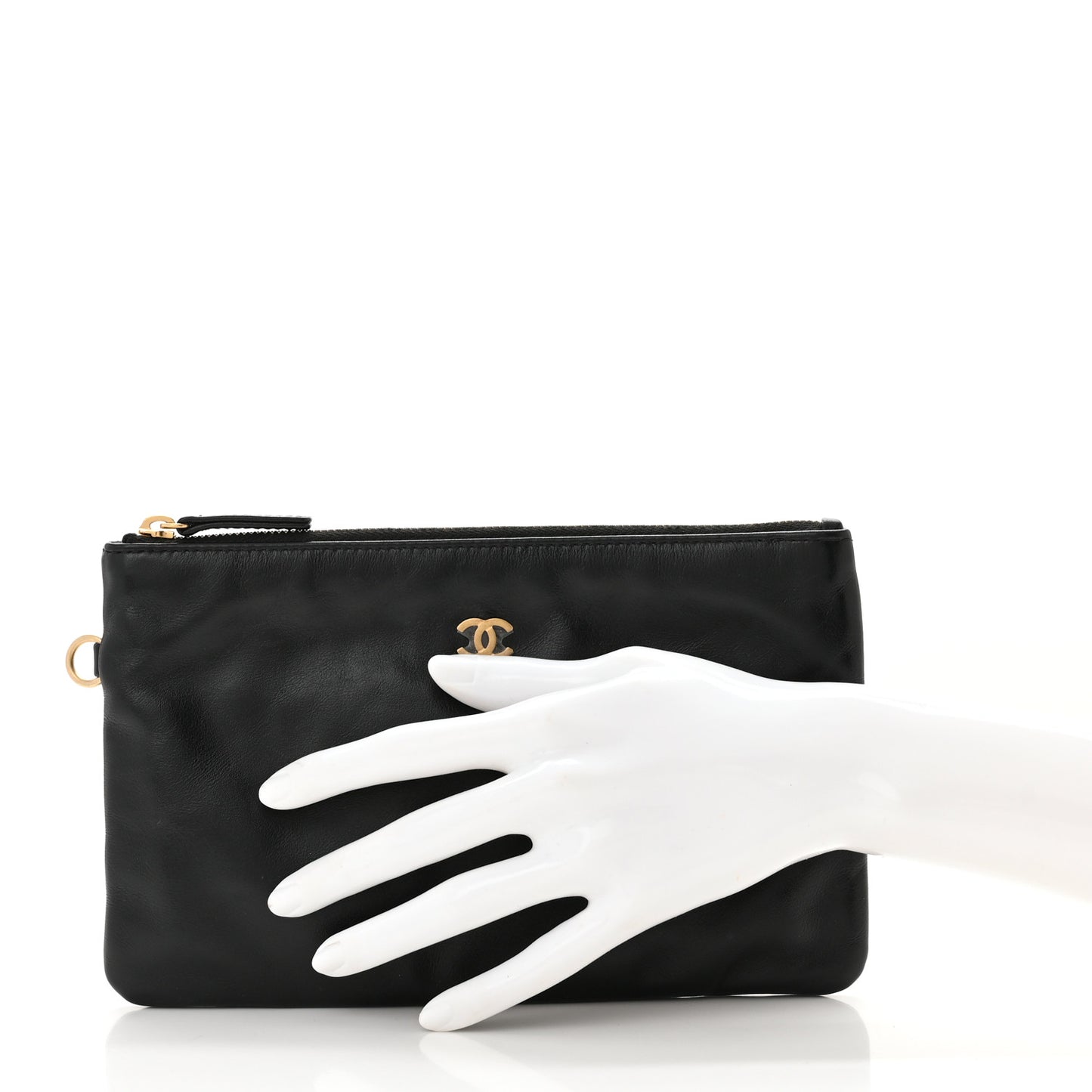 Shiny Calfskin Chanel 22 Removable Pouch Black