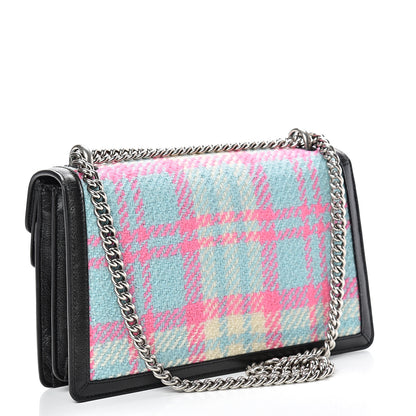 Gucci Tweed Azalea Calfskin Candy Madras Small Dionysus Shoulder Bag Blue Pink Black 2 of 14
