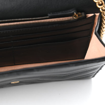 Gucci Calfskin Matelasse Mini GG Marmont Chain Wallet Black 8 of 10