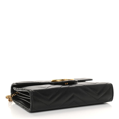 Gucci Calfskin Matelasse GG Marmont Chain Wallet Black 4 of 9