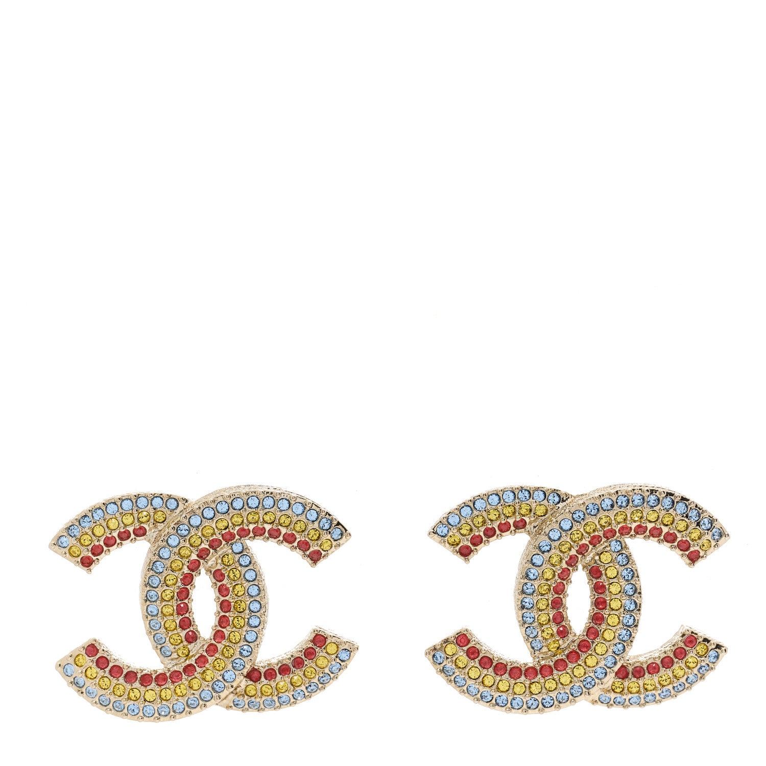 Chanel Crystal CC Earrings Gold Multicolor 1 of 3