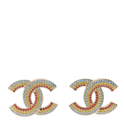 Chanel Crystal CC Earrings Gold Multicolor 1 of 3