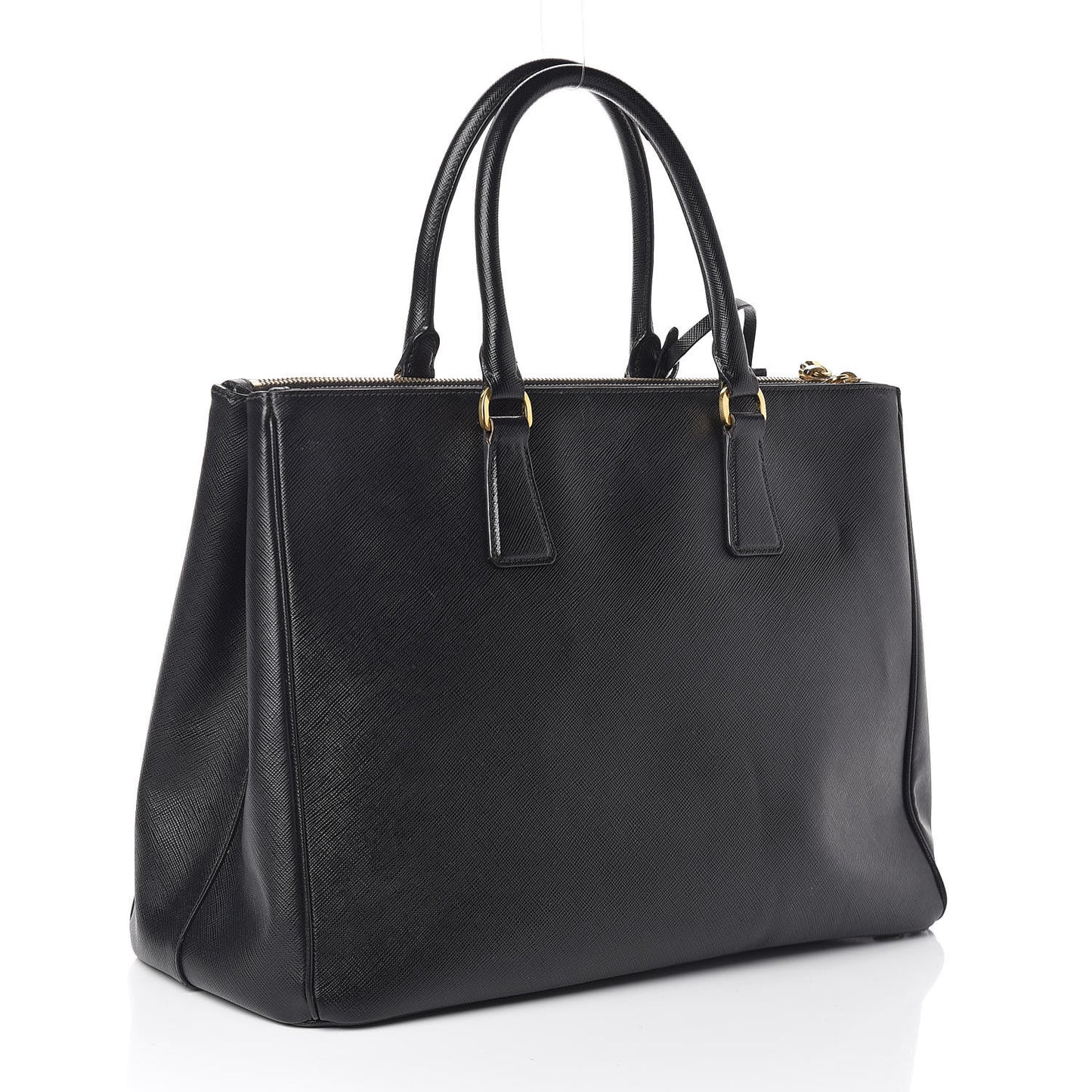 Saffiano Large Galleria Double Zip Tote Black