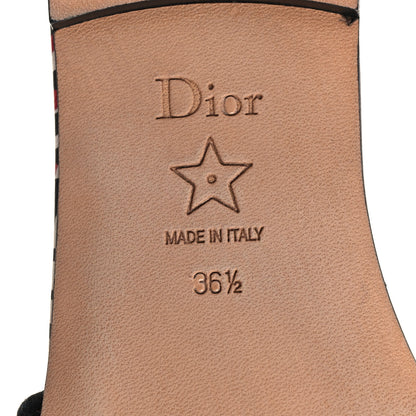 Christian Dior Canvas Cupidon Embroidered Dway Flat Slide Sandals 36.5 Black Red 7 of 9