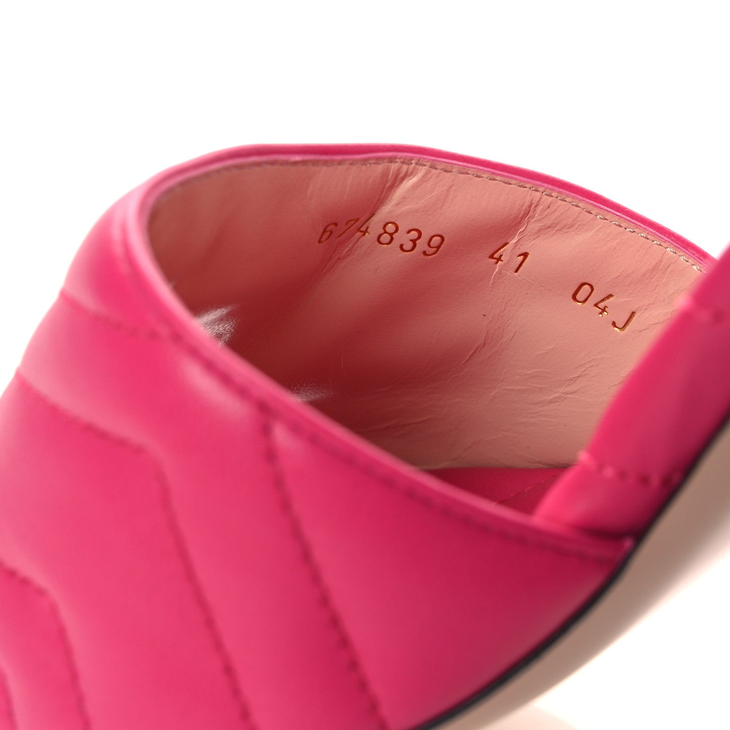 Gucci Nappa Matelasse GG Marmont 75mm Slide Sandals 36 Box Pink 38 Box Pink 10 of 13