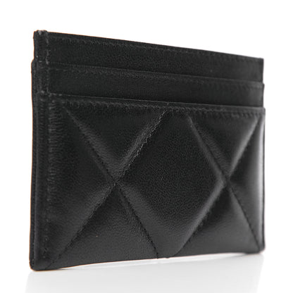 Chanel Shiny Goatskin Quilted Chanel 19 Card Holder Black 2 of 8