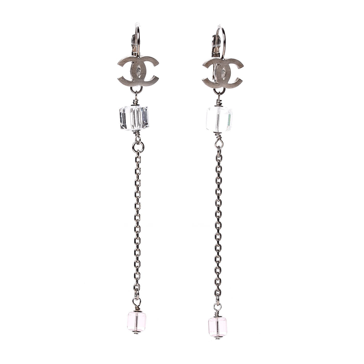 Chanel Crystal CC Dangle Earrings Vieux Rose 1 of 5