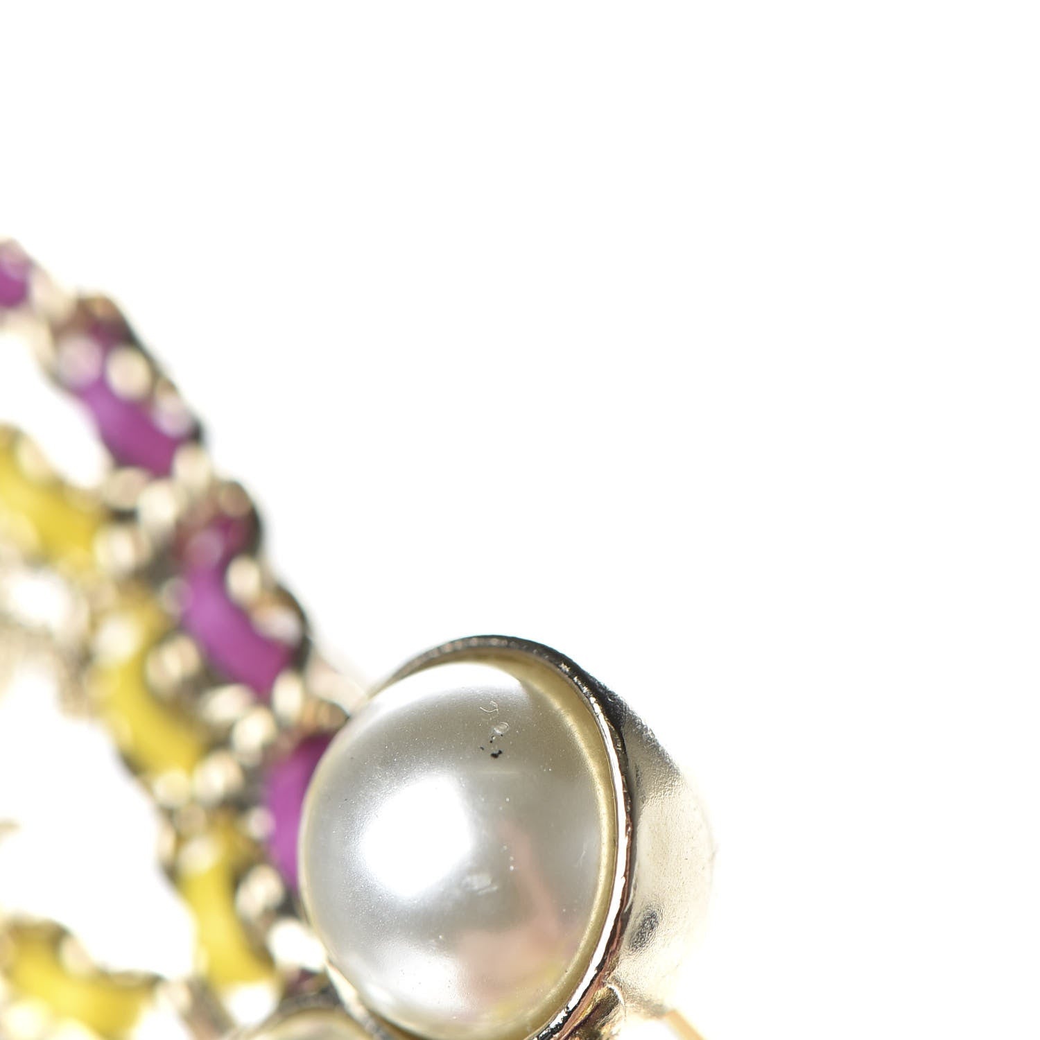 Chanel Lambskin Chain Pearl CC Butterfly Brooch Pink Yellow Gold 5 of 5