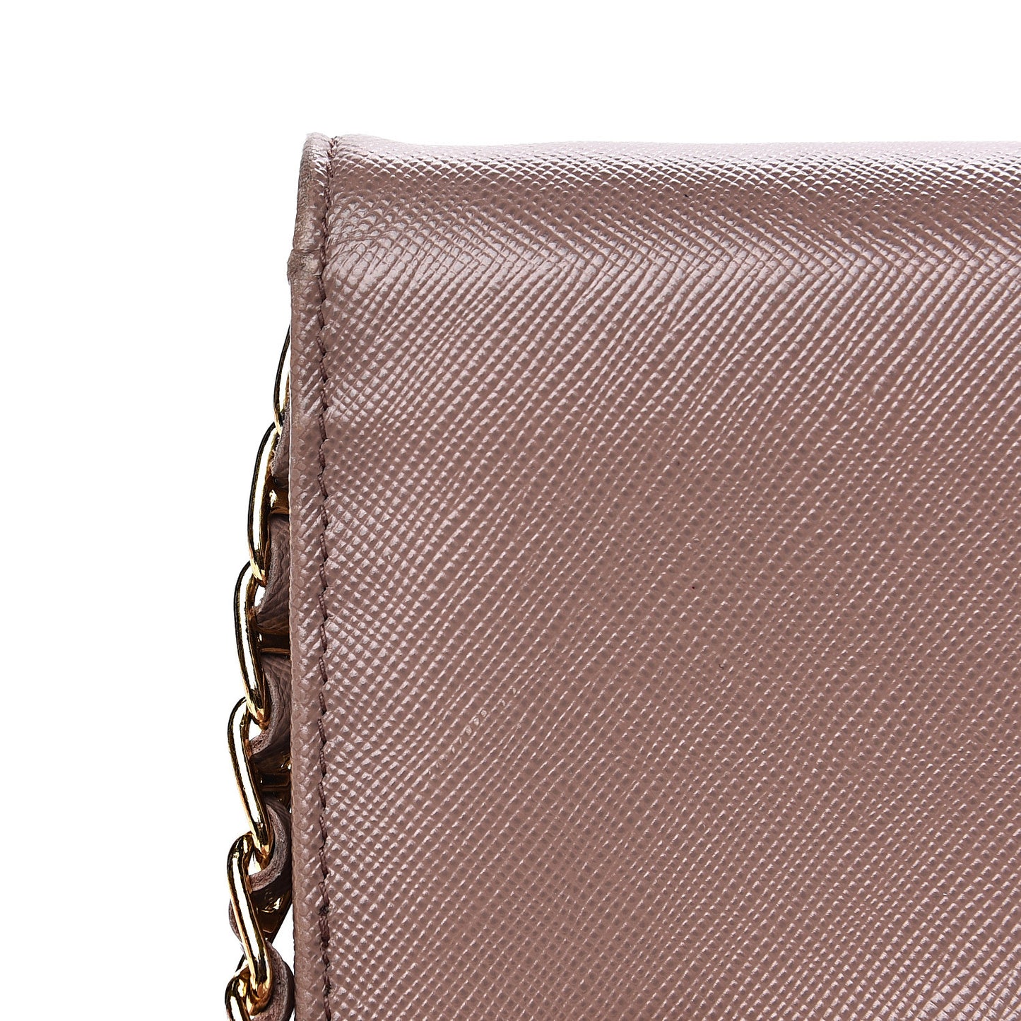 Saffiano Metal Oro Chain Wallet Dark Rose