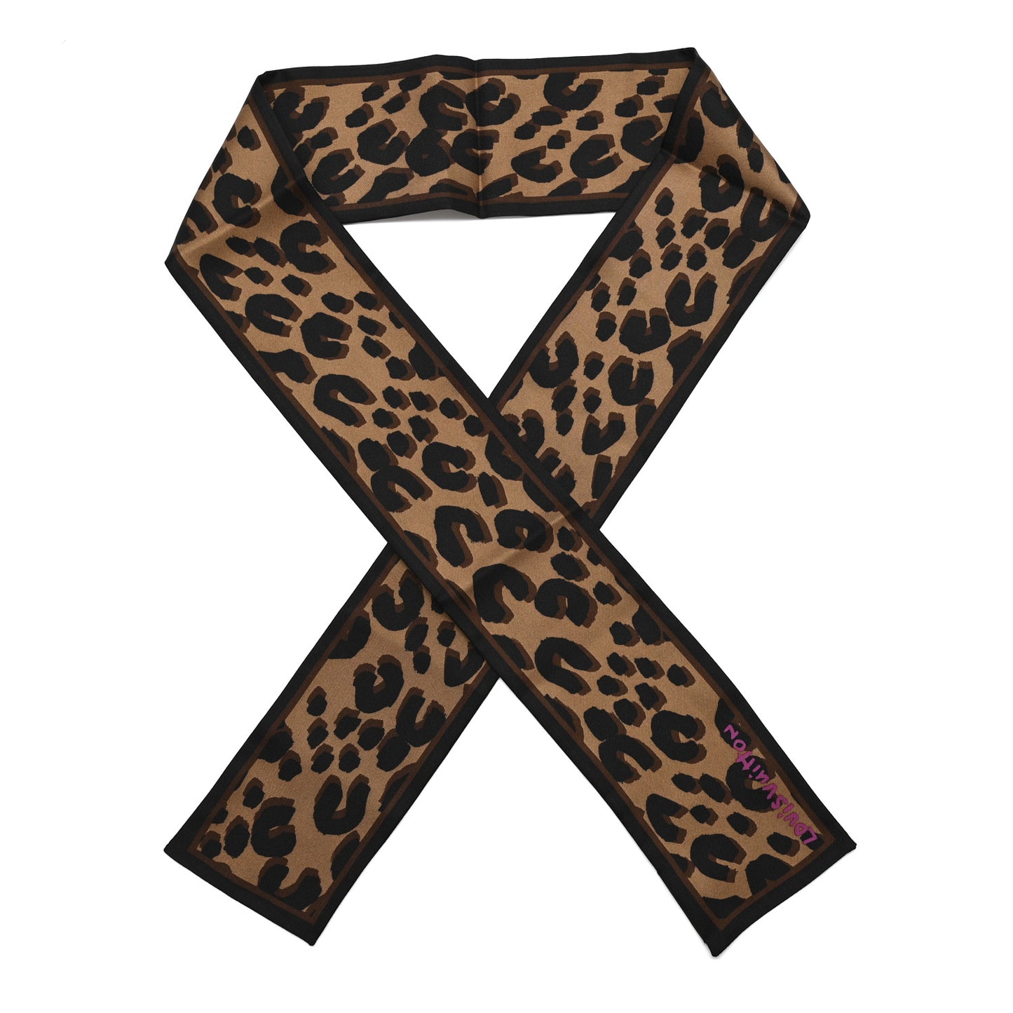 Silk Leopard Bandeau Scarf Marron