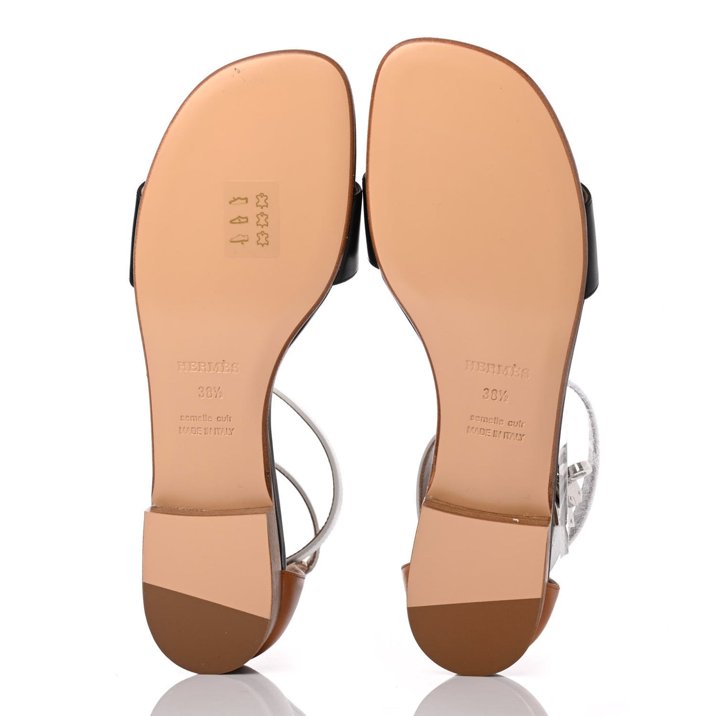 Heritage Calfskin Baia Sandals 38.5 Natural Black White