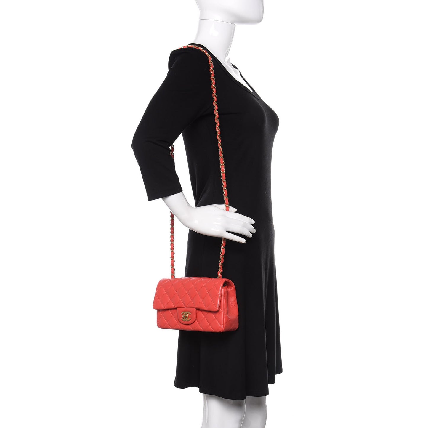 Lambskin Quilted Mini Rectangular Flap Red