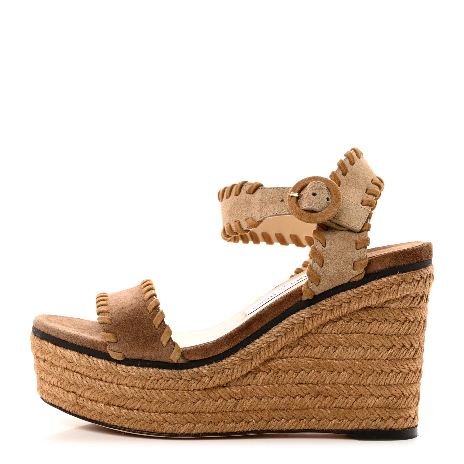 Jimmy Choo Suede Espadrille Abigail 100 Wedge Sandals 39 Brown 1 of 7