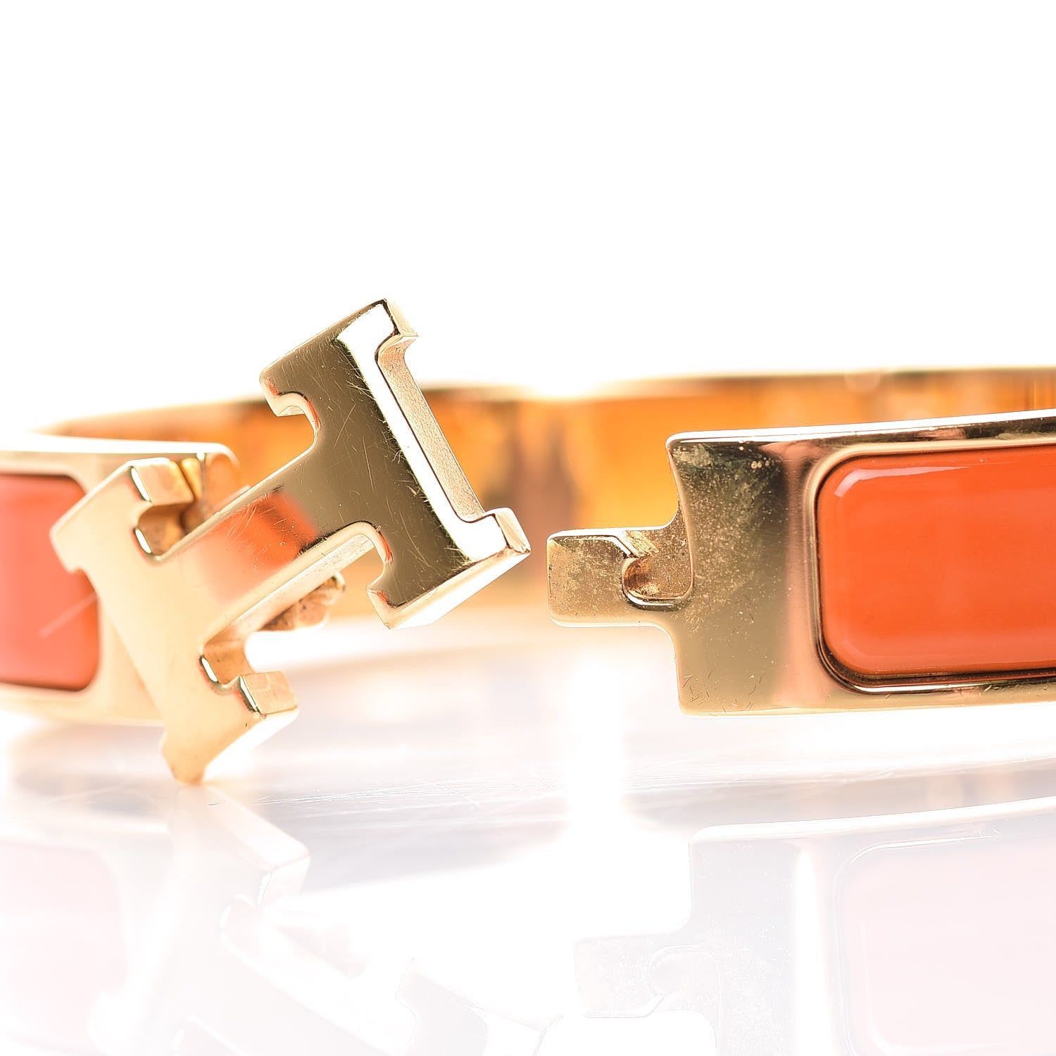 Hermes Enamel Narrow Clic Clac H Bracelet PM Orange 5 of 6