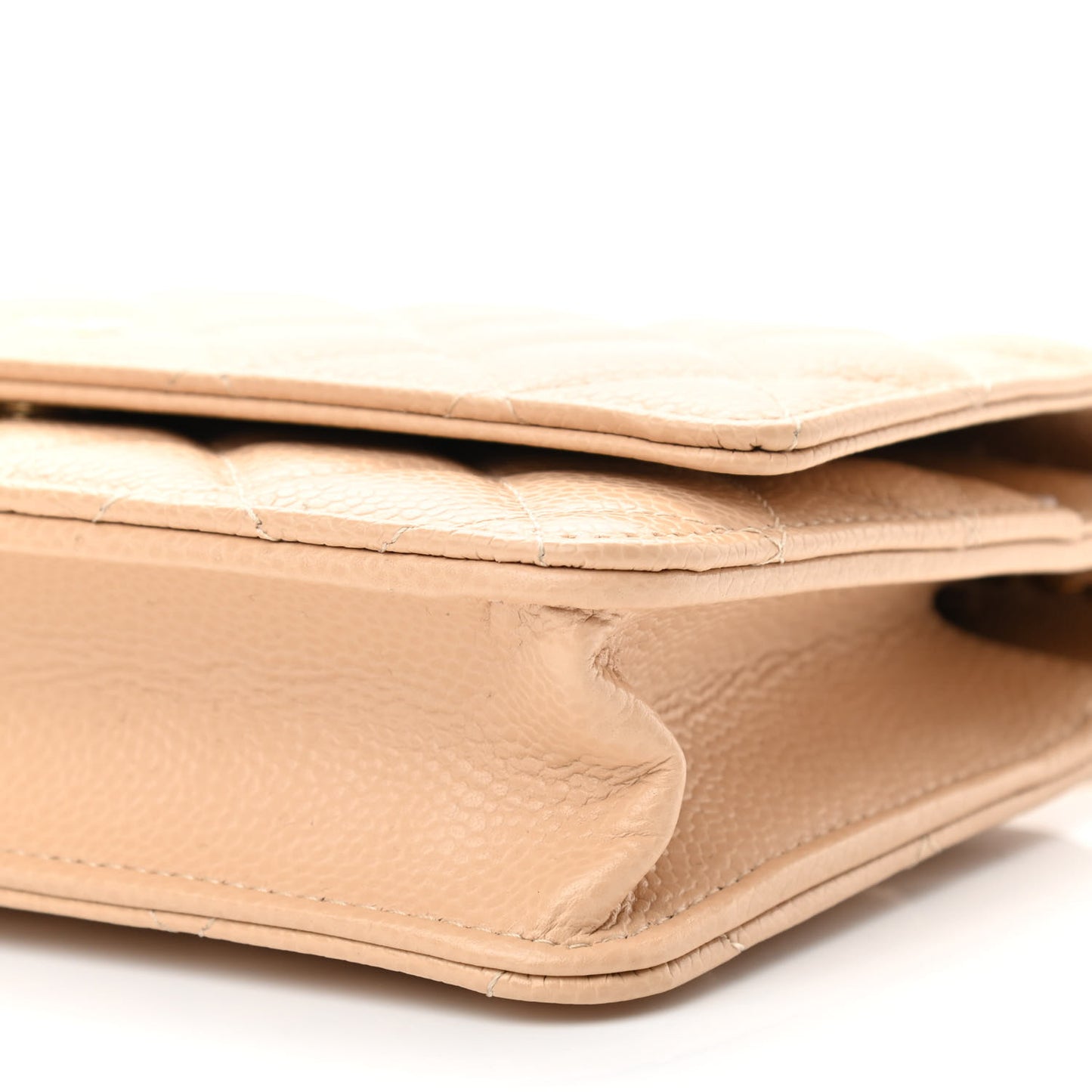 Caviar Quilted Wallet On Chain WOC Beige