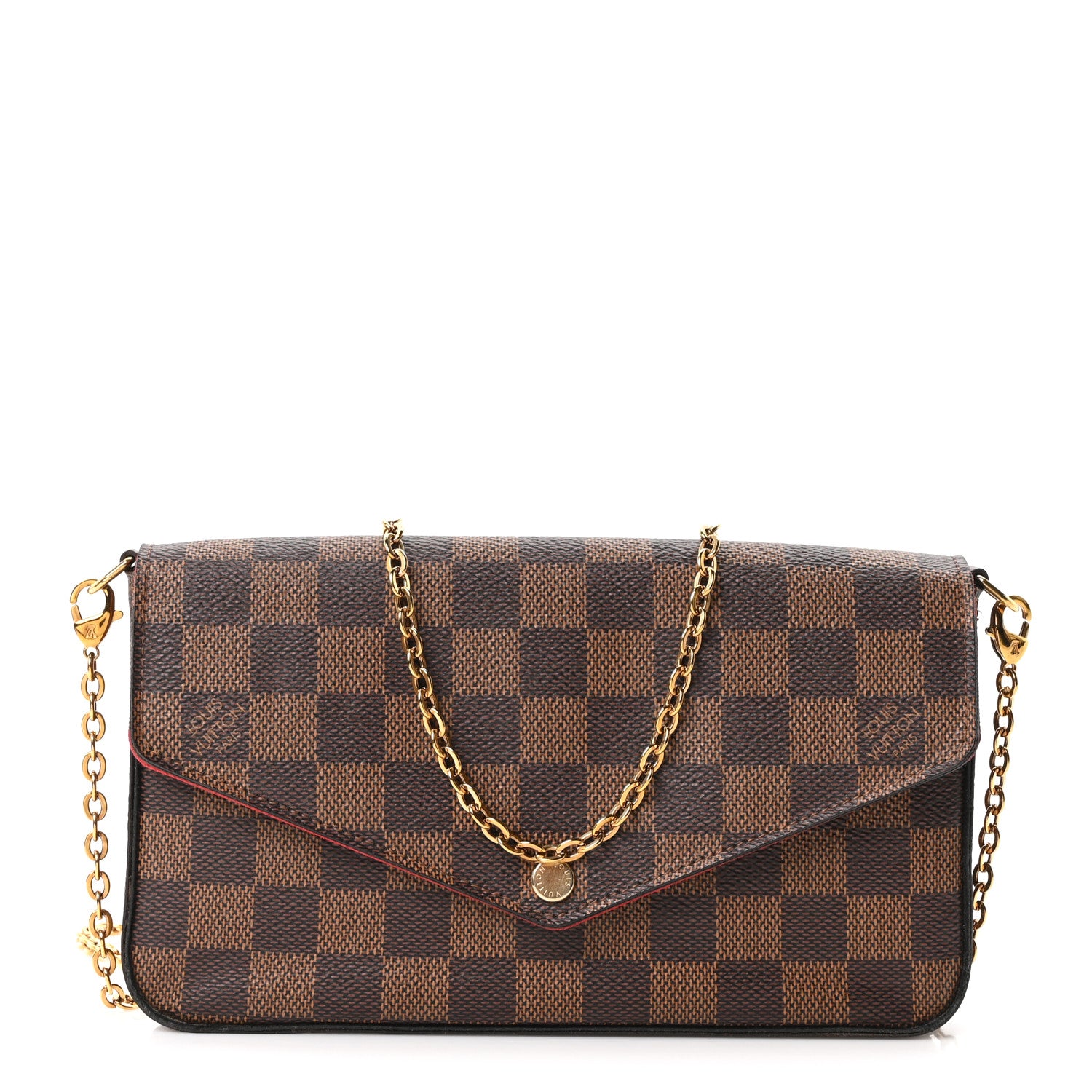 Louis Vuitton Damier Ebene Pochette Felicie Chain Wallet 1 of 11