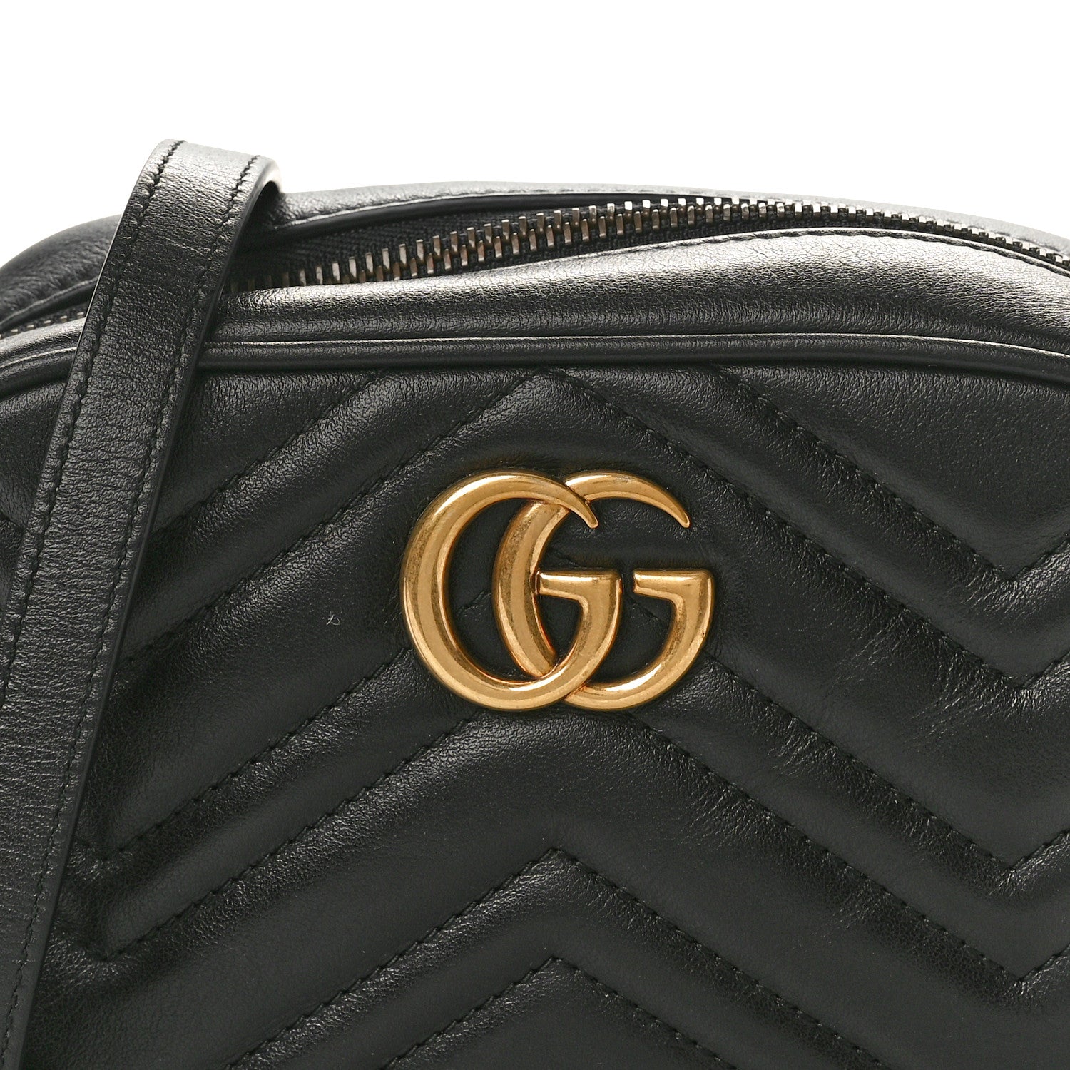 Gucci Calfskin Matelasse Mini GG Marmont Chain Shoulder Bag Black 8 of 10
