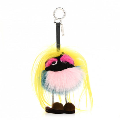 Fendi Goat Mink Fox Fur Mum Wonders Bag Charm Yellow Water Multicolor 1 of 5