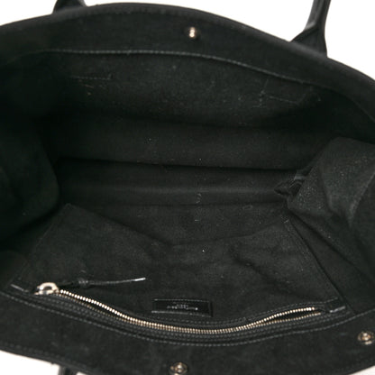 Saint Laurent Linen Calfskin Rive Gauche North South Tote Black 5 of 10