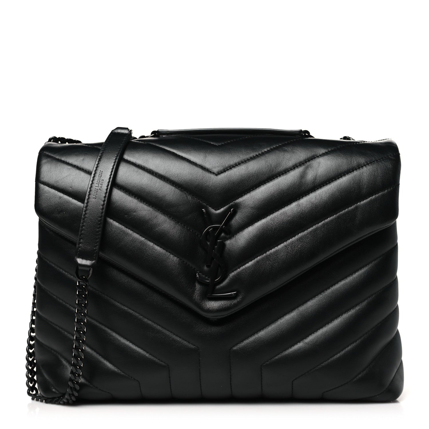 Saint Laurent Calfskin Y Quilted Monogram Monochrome Medium Loulou Chain Satchel Black 1 of 10