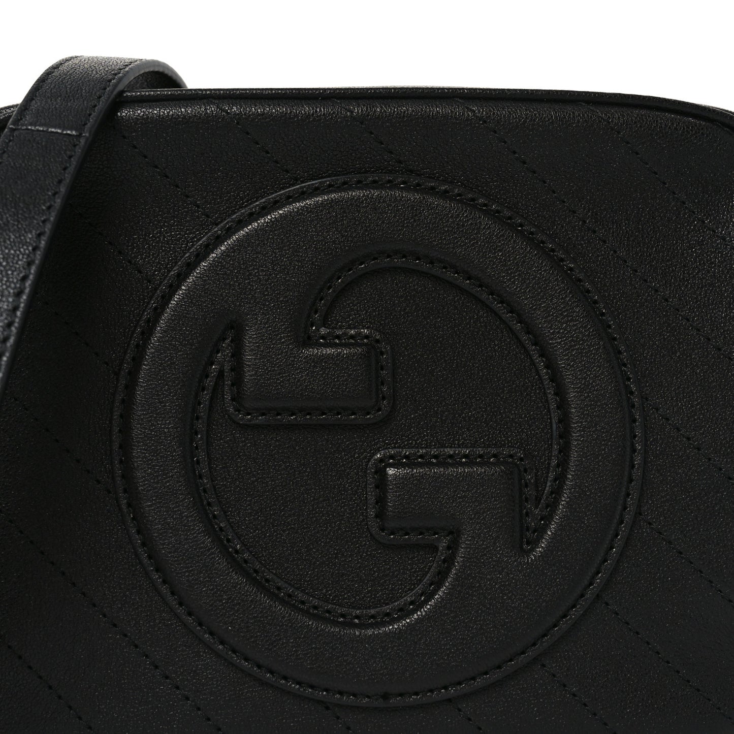 Sakai Be Green Calfskin Diagonal Stitched Small Blondie Shoulder Bag Black