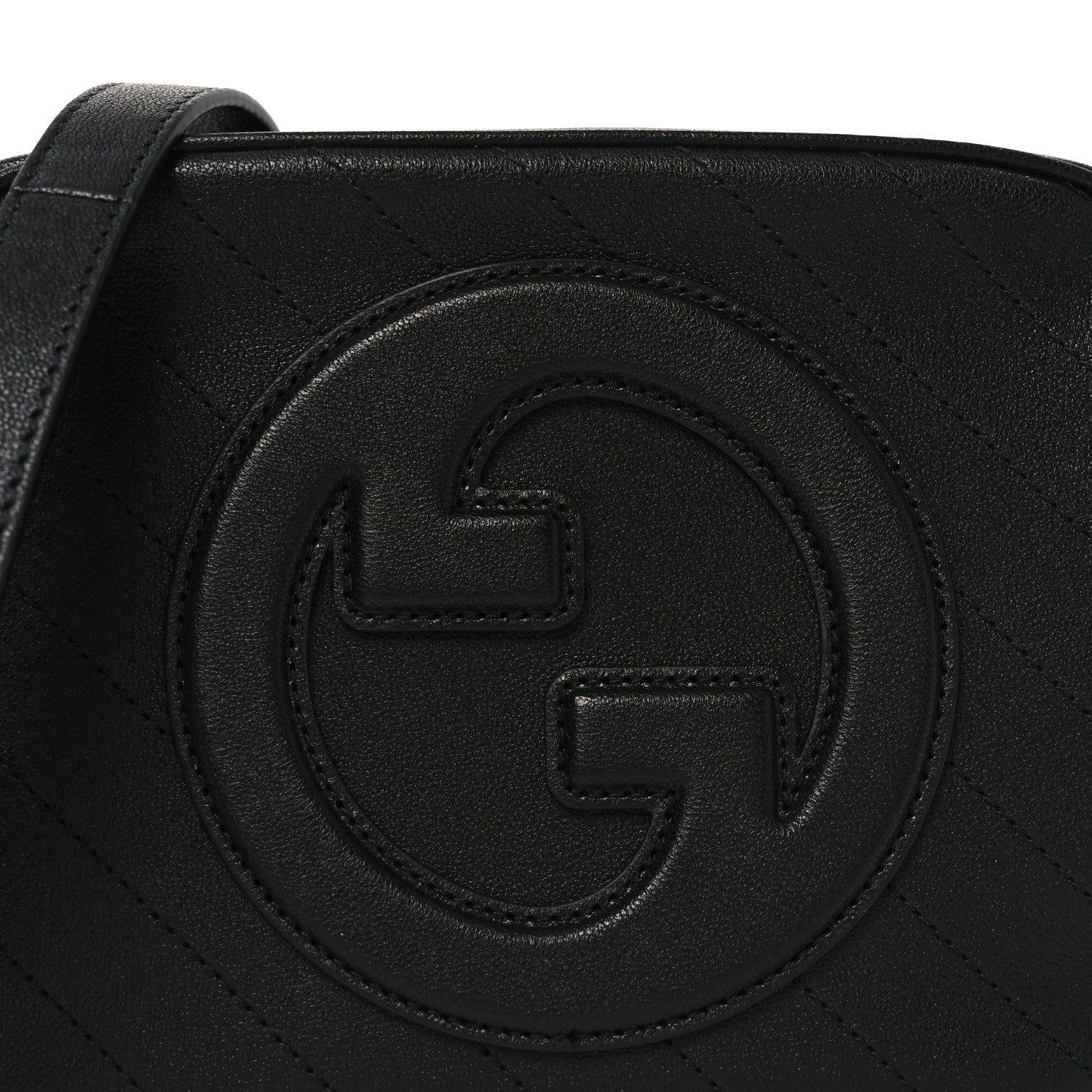 Gucci Sakai Be Green Calfskin Diagonal Stitched Small Blondie Shoulder Bag Black 8 of 11