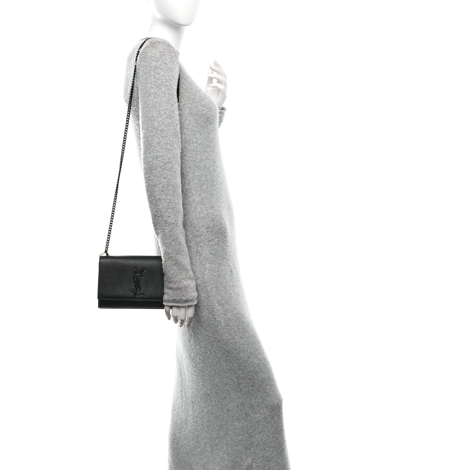 Saint Laurent Grain De Poudre Small Monogram Monochrome Kate Satchel Black 2 of 10