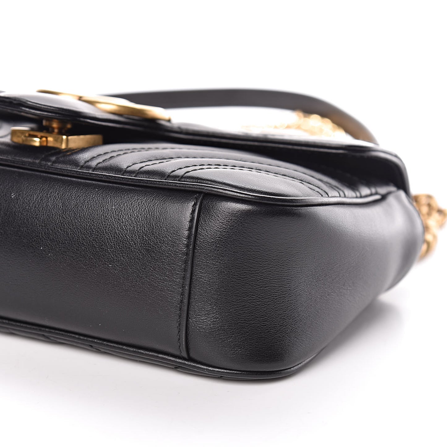 Calfskin Matelasse Mini GG Marmont Shoulder Bag Black