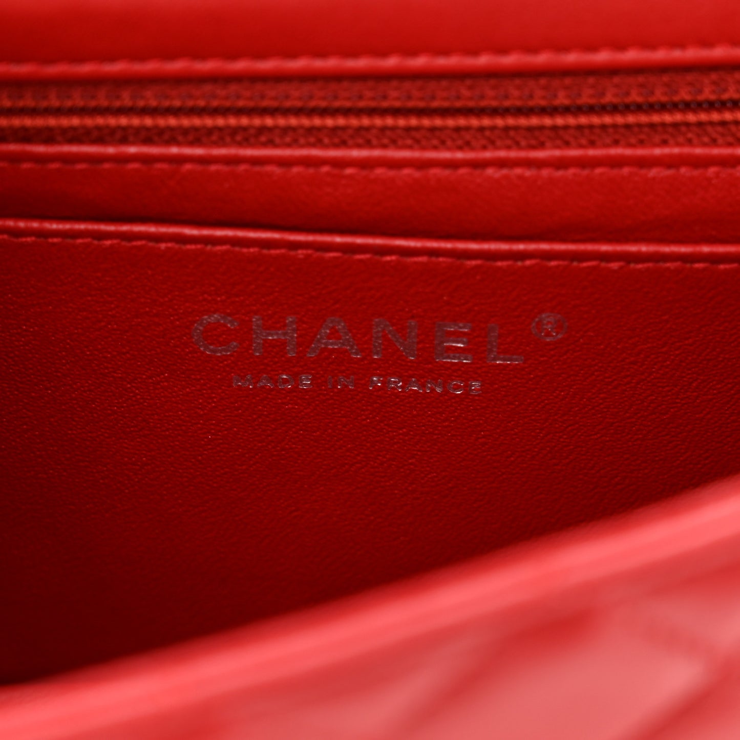 Lambskin Quilted Mini Rectangular Flap Red