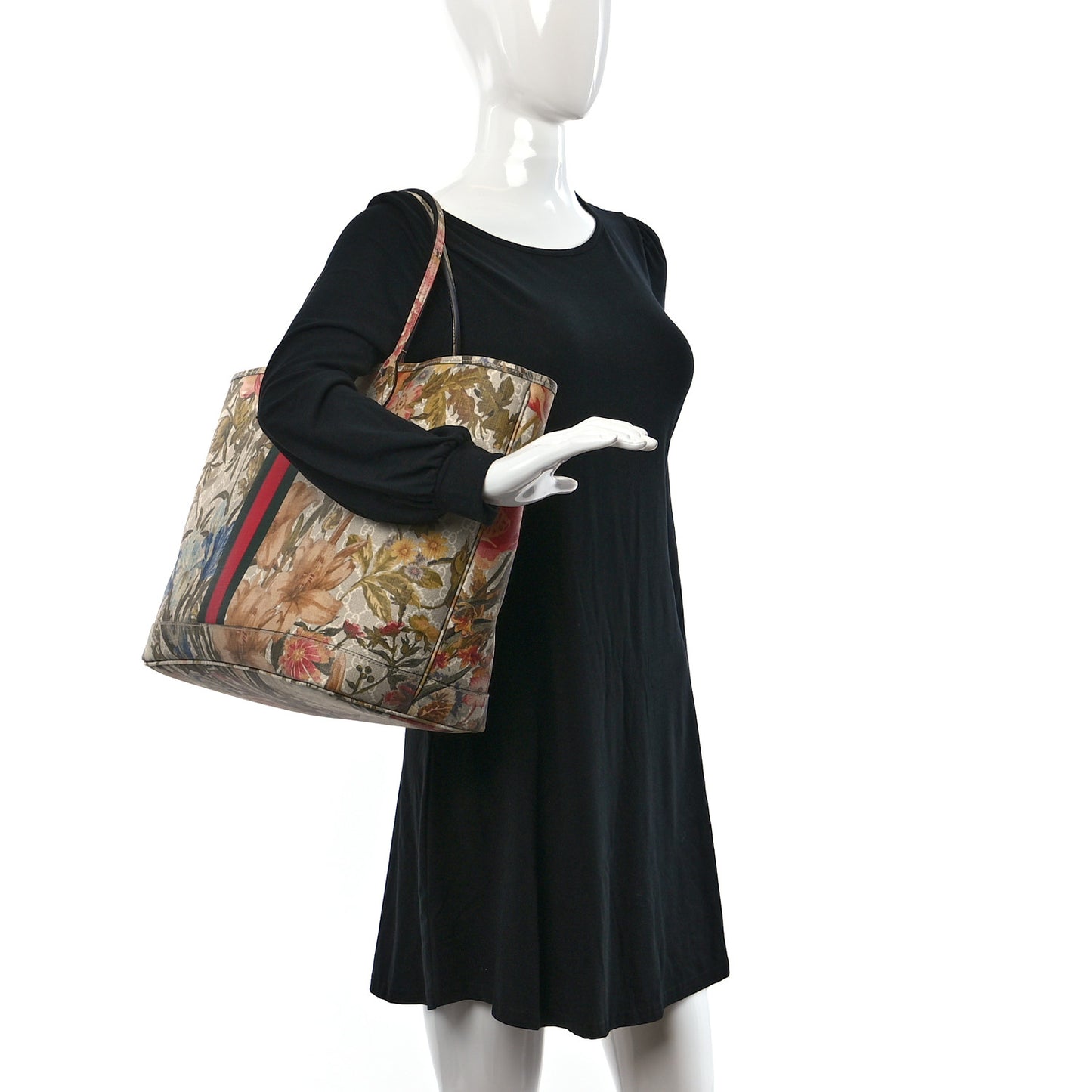 GG Supreme Monogram Water Flora Web Large Ophidia Tote Beige White Multicolor