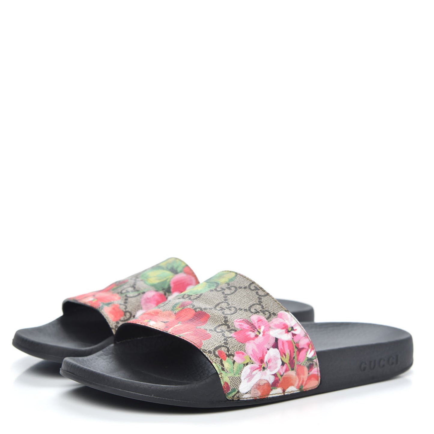 GG Supreme Monogram Blooms Slide Sandals 39 Beige Multicolor