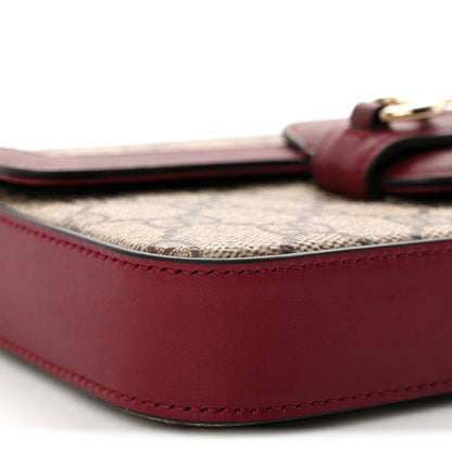 Gucci GG Supreme Monogram Azalea Calfskin Horsebit 1955 Mini Bag Beige Ebony Rosso Ancora 10 of 12