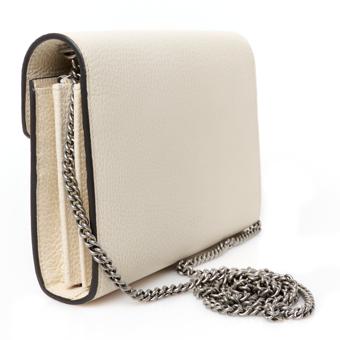 Dollar Calfskin Mini Dionysus Chain Wallet Mystic White