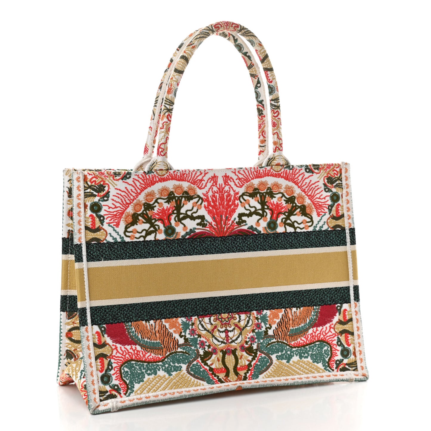 Canvas Embroidered Heart Lights Medium Book Tote Multicolor