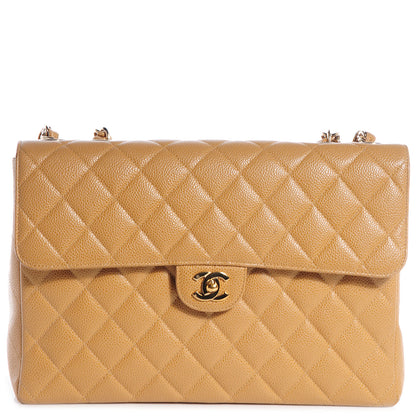Chanel Caviar Jumbo Single Flap Beige 1 of 9