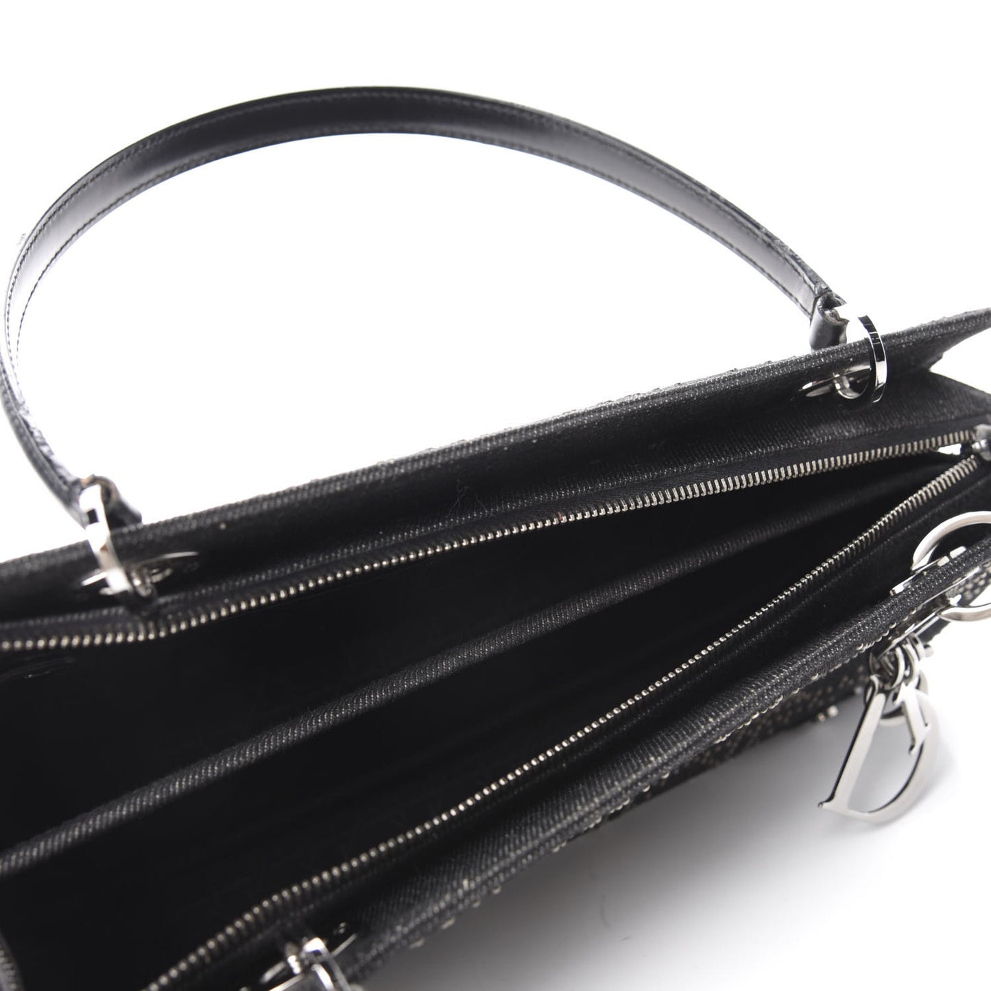 Denim Cannage Studded East West Lady Dior Black
