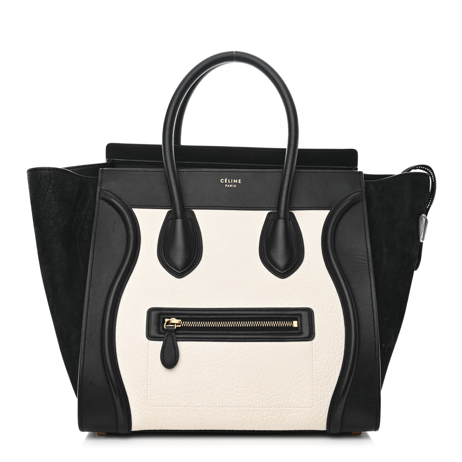 Celine Baby Grained Calfskin Tri-Color Mini Luggage White Liquorice 1 of 11