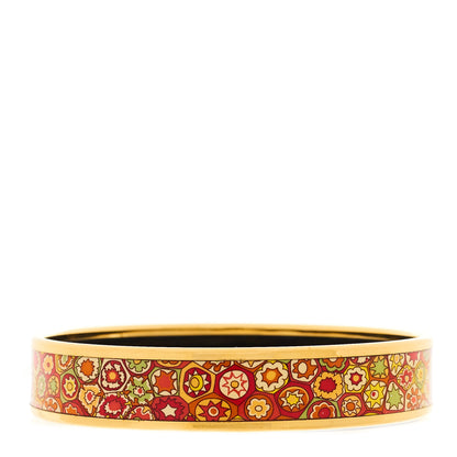 Hermes Enamel Printed Narrow Millefiori Bracelet 65 Orange 1 of 5