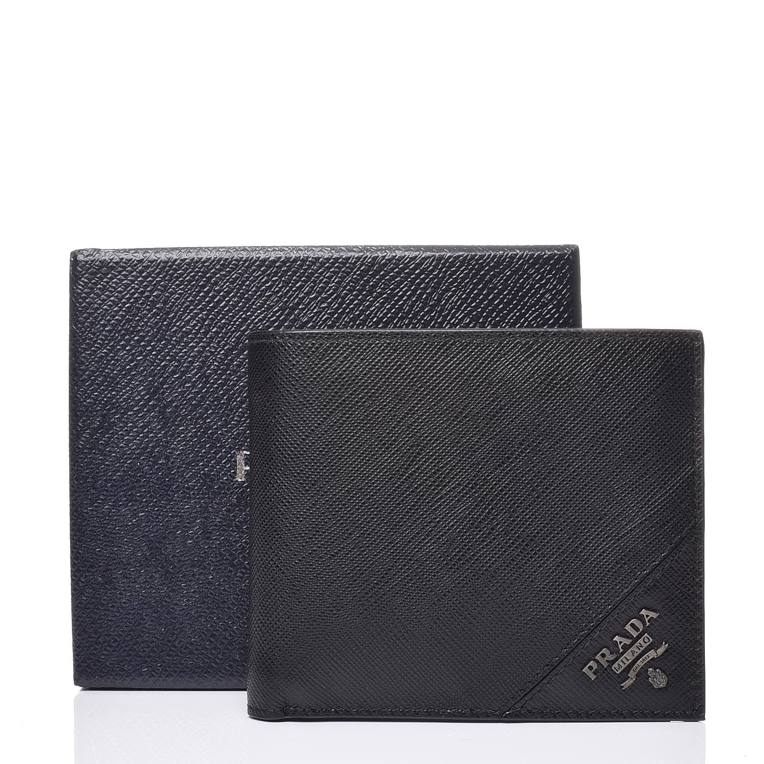 Prada Saffiano Metal Bi-Fold Wallet Black 7 of 7