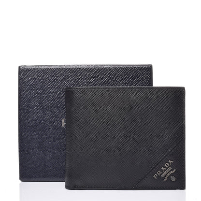Prada Saffiano Metal Bi-Fold Wallet Black 7 of 7