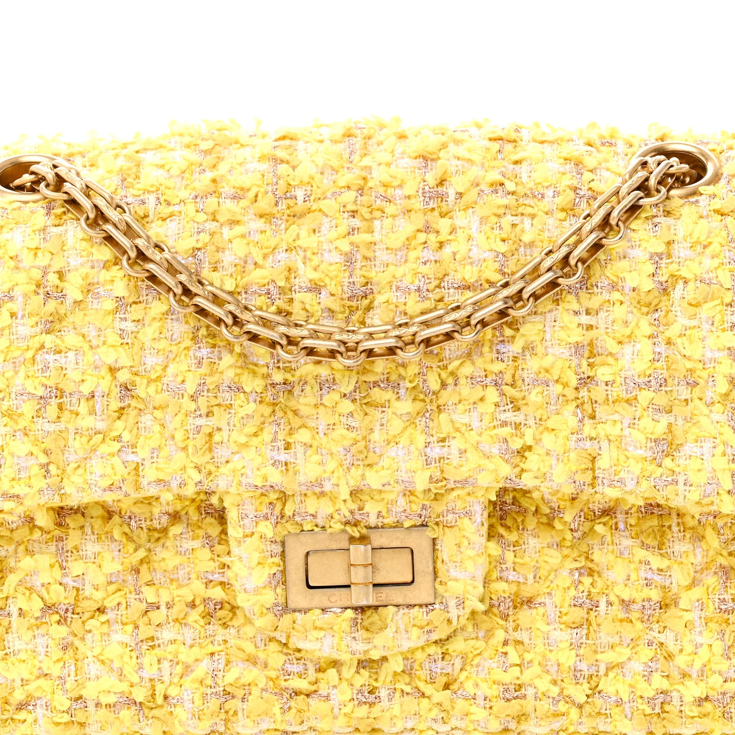 Chanel Tweed Quilted 2.55 Reissue Mini Flap Yellow 8 of 11